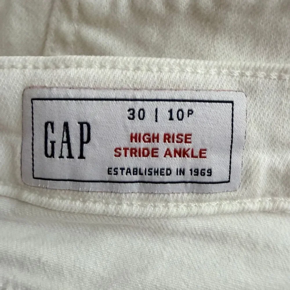 GAP High Rise Stride Ankle Jeans White Size 30/10P